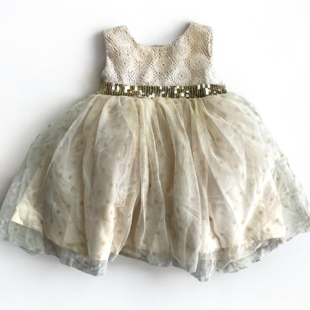 Baby Beri Cream colored tulle layered dress - size 6/9 months